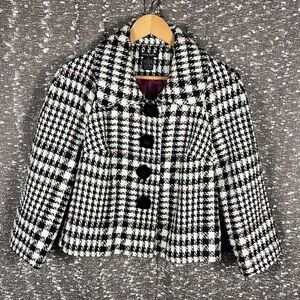 Sunny Taylor Black and White Cropped Button Up Blazer Jacket Size 6